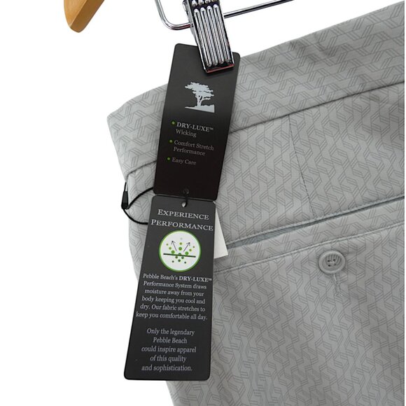 NWT Pebble Beach Golf Shorts Men's Size 40 Gray Geo Dry-Luxe Performance Stretch - Picture 7 of 8